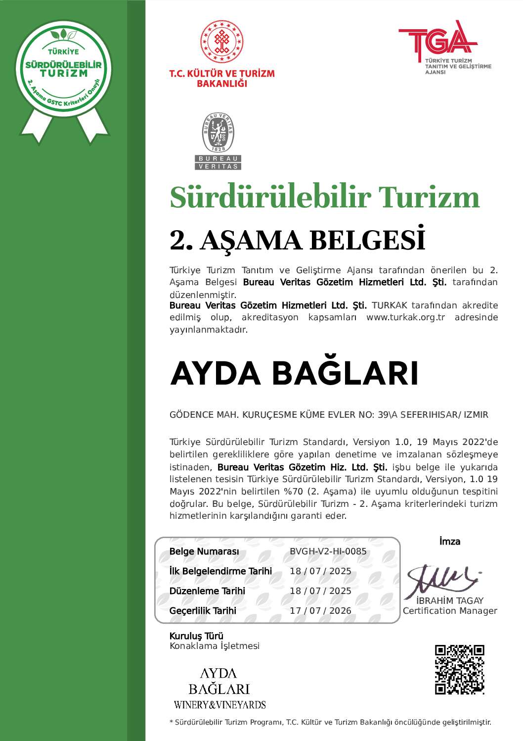 Sustainable Tourism Stage 2 Certificate